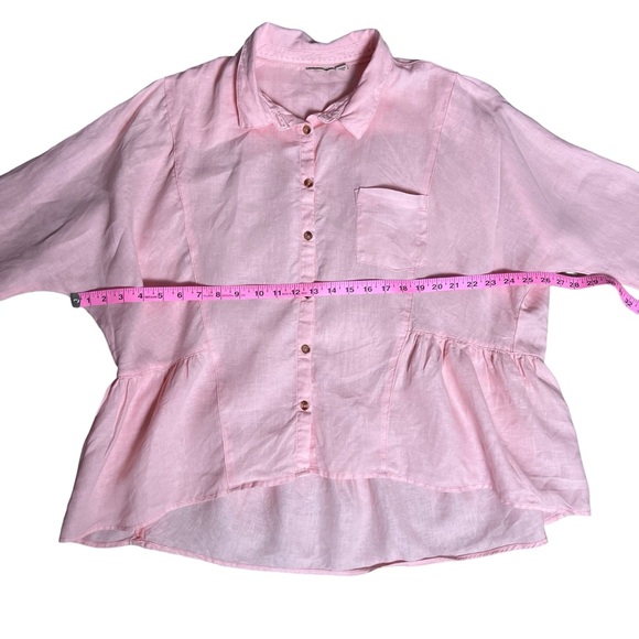 Holding Horses x Anthropologie Light Peach Linen Button-Up Size L - Picture 7 of 14